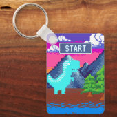 Funny Pixel Gamer Pixelated- Dinosaur Illustration Sleutelhanger (Voorkant)