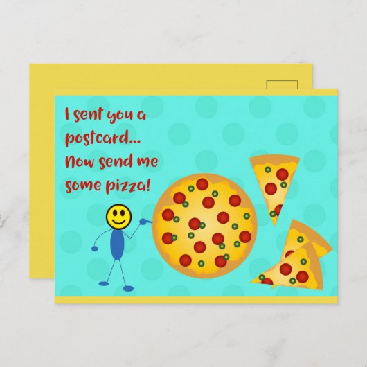 Funny Pizza Briefkaart voor Pizza Fans (Voorkant / Achterkant)