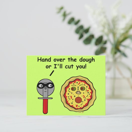 Funny Pizza Cutter Dough Pun Briefkaart (Staand voorkant)