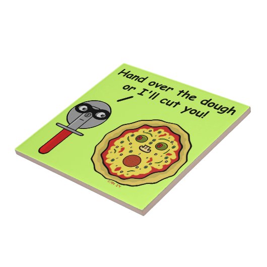 Funny Pizza Cutter Dough Pun Tegeltje (Zijkant)