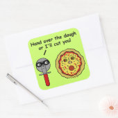 Funny Pizza Cutter Dough Pun Vierkante Sticker (Envelop)