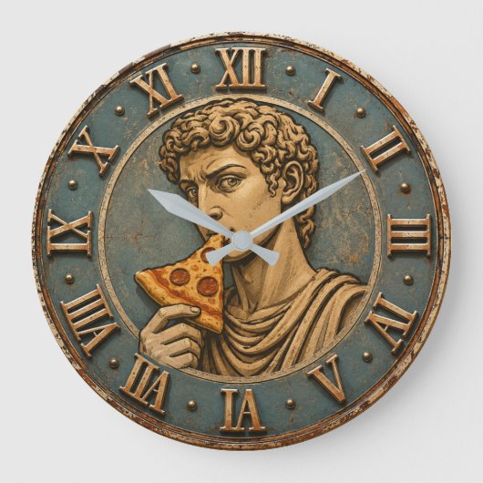 Funny Pizza David Renaissance Art Parody Kitchen Grote Klok (Voorkant)