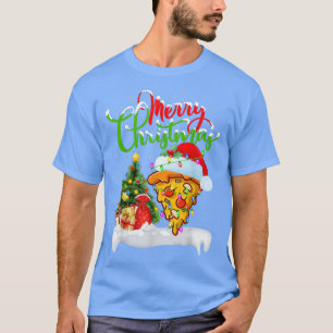 Funny Pizza Dish Lover Xmas Lighting Santa Pizza C T-shirt