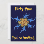 Funny pizza etende shark party call card kaart (Voorkant)