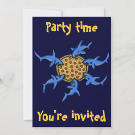 Funny pizza etende shark party call card kaart