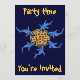Funny pizza etende shark party call card kaart
