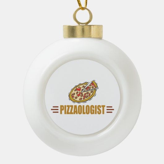 Funny Pizza Keramische Bal Ornament (Voorkant)