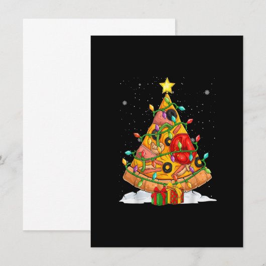 Funny Pizza kerstboom verlicht decoraties mas Kaart (Voorkant / Achterkant)