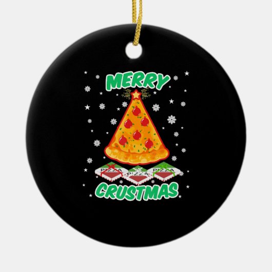 Funny Pizza Kerstmis Keramisch Ornament (Voorkant)