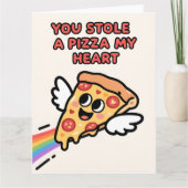 Funny Pizza Love Colorful Valentine Card Kaart (Voorkant)