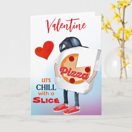 Funny Pizza Love Valentijn Kaart (Gele Bloem)