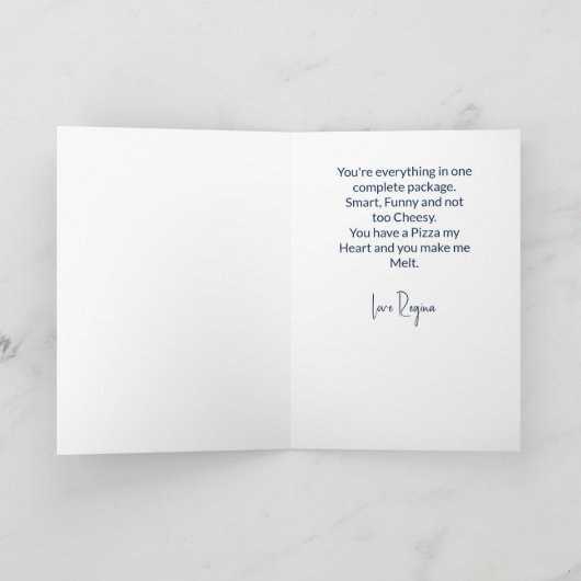 Funny Pizza Love Valentijnsdag Kaart (Binnen)