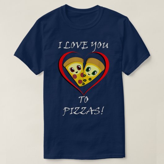 Funny Pizza Lover Hearts T-shirt (Design voorkant)