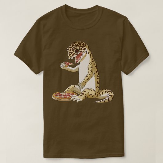 Funny Pizza Lover Reptile Leopard Gecko T-shirt (Design voorkant)