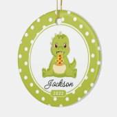 Funny Pizza Loving Dino Boys keramische keramische Keramisch Ornament (Links)