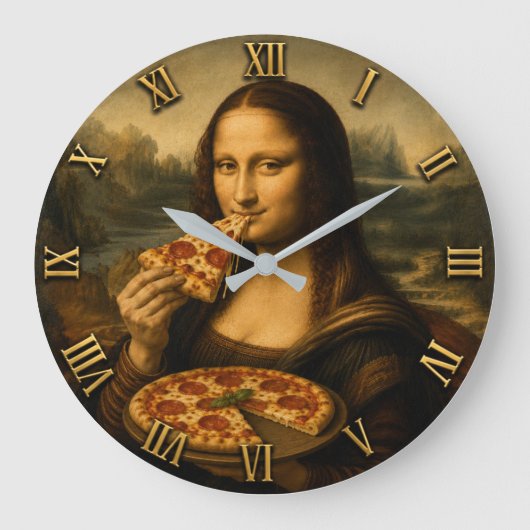 Funny Pizza Mona Lisa Grote Klok (Voorkant)