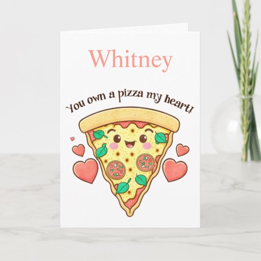 Funny Pizza My Heart Valentijnsdag Kaart (Voorkant)