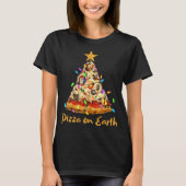 Funny Pizza op Aarde Slice-kerstboom met lig T-shirt (Voorkant)