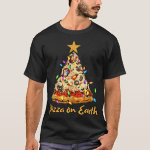 Funny Pizza op Aarde Slice-kerstboom met lig T-shirt