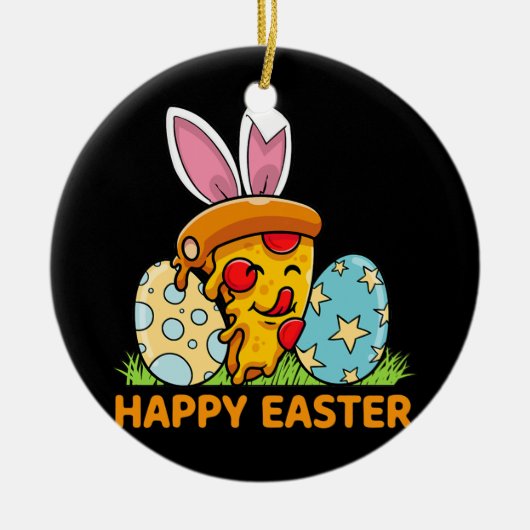 Funny Pizza Paasdag Bunny Easter Hunting Keramisch Ornament (Voorkant)