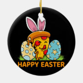 Funny Pizza Paasdag Bunny Easter Hunting Keramisch Ornament (Achterkant)
