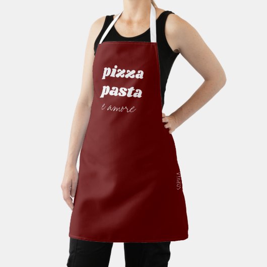 Funny Pizza Pasta Amore Name Red Italy Cooking Schort (Insitu)