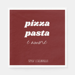 Funny Pizza Pasta Amore Red Italy Kitchen Servet