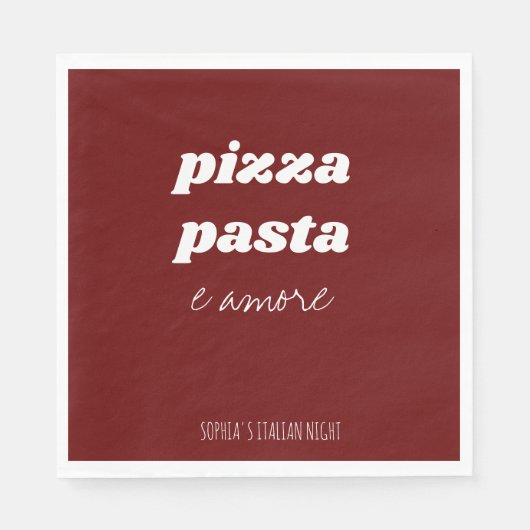 Funny Pizza Pasta Amore Red Italy Kitchen Servet (Voorkant)
