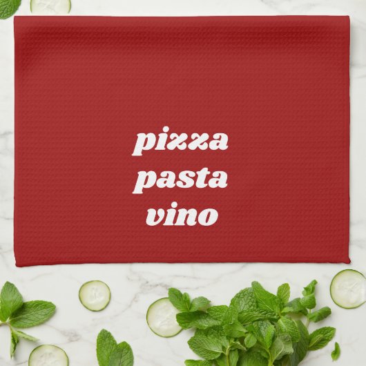 Funny Pizza Pasta Vino Name Red White Italië Theedoek (Gevouwen)