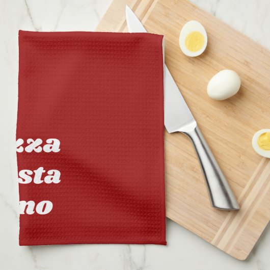 Funny Pizza Pasta Vino Name Red White Italië Theedoek (Quarter Fold)