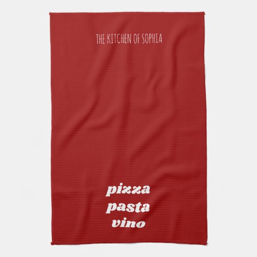 Funny Pizza Pasta Vino Name Red White Italië Theedoek (Verticaal)