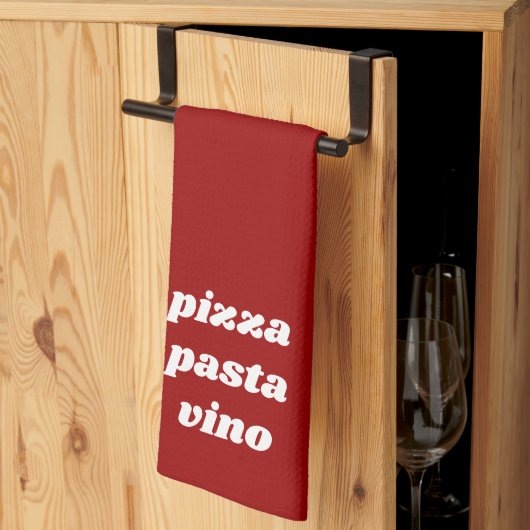 Funny Pizza Pasta Vino Name Red White Italië Theedoek (Derde Gevouwen)