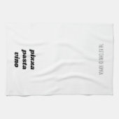 Funny Pizza Pasta Vino Name White Black Cooking Theedoek (Horizontaal)