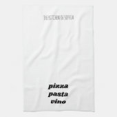 Funny Pizza Pasta Vino Name White Black Cooking Theedoek (Verticaal)