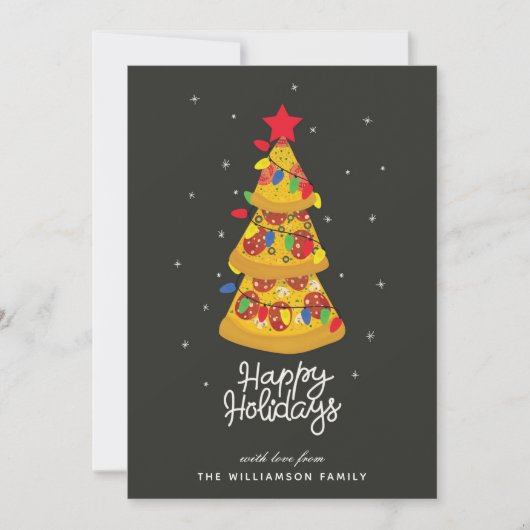 Funny Pizza-Prettige feestdagen Feestdagenkaart (Voorkant)