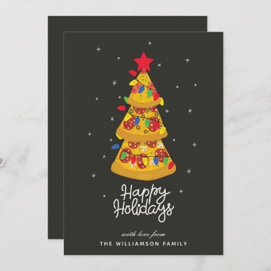 Funny Pizza-Prettige feestdagen Feestdagenkaart (Voorkant / Achterkant)