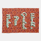 Funny pizza print keukenhanddoekje cadeidee theedoek (Horizontaal)