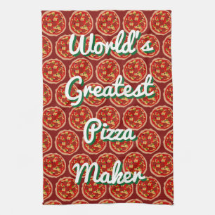 Funny pizza print keukenhanddoekje cadeidee theedoek