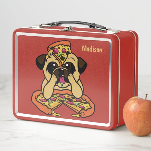 Funny Pizza Pug, aangepaste lunchboxen (In situ)