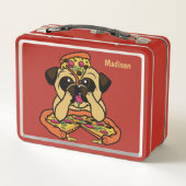 Funny Pizza Pug, aangepaste lunchboxen (Achterkant)