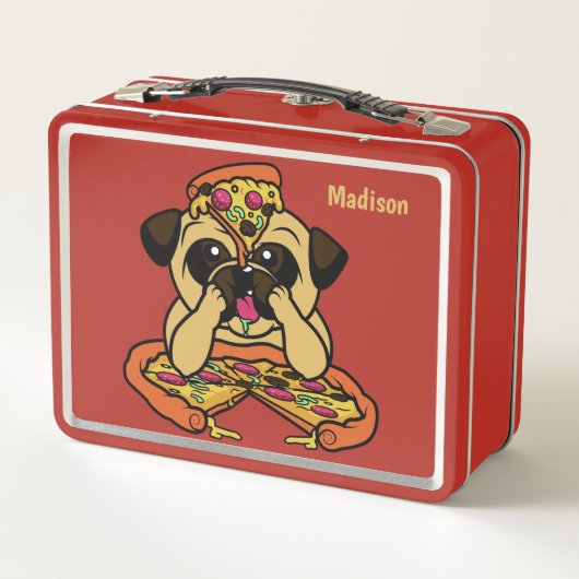 Funny Pizza Pug, aangepaste lunchboxen (Achterkant)