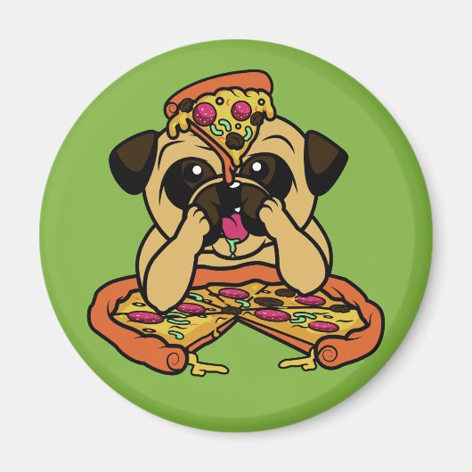 Funny Pizza Pug magnet (Voorkant)