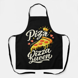Funny Pizza Queen Cooking Apron for Women Cute Gif Schort