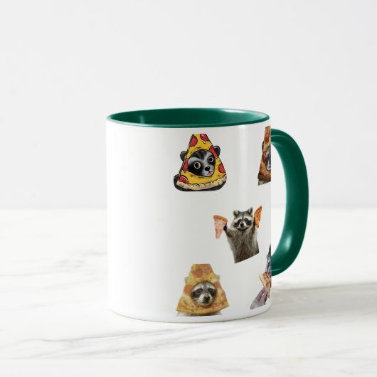 Funny Pizza Raccoon Set For Meme Lovers Mug Mok (Voorkant rechts)
