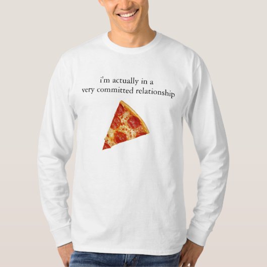 Funny Pizza Relatie Longsleeve T-shirt (Voorkant)
