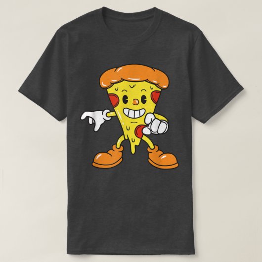 Funny Pizza Similing Cartoon Character Cute Food L T-shirt (Design voorkant)