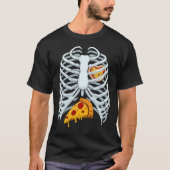 Funny Pizza Skeleton Rib Cage Halloween Costume T-shirt (Voorkant)