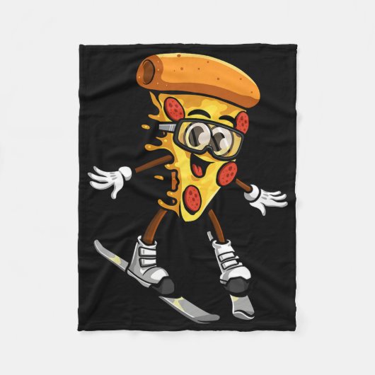 Funny Pizza Ski Cheesy Pie Foodie Skiing Instructo Fleece Deken (Voorkant)