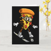 Funny Pizza Ski Cheesy Pie Foodie Skiing Instructo Kaart (Gele Bloem)