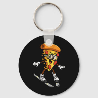 Funny Pizza Ski Cheesy Pie Foodie Skiing Instructo Sleutelhanger